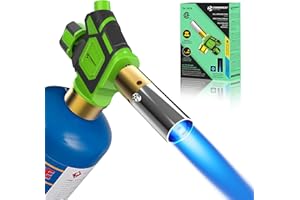 TURBOHEAT Turbo Flame Torch Head with Igniter - (Cylinder Not Included) for Propane/MAPP Gas Tanks - Professional Blow Torch for Soldering, Brazing, Welding, Glass Blowing & Fire Starting