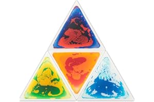 LONGKING 4-Sheet Liquid Triangle Sensory Tiles, Colorful Floor Tile for Play Centers, Playroom, Lava Tiles, 12.7" x 14.7"