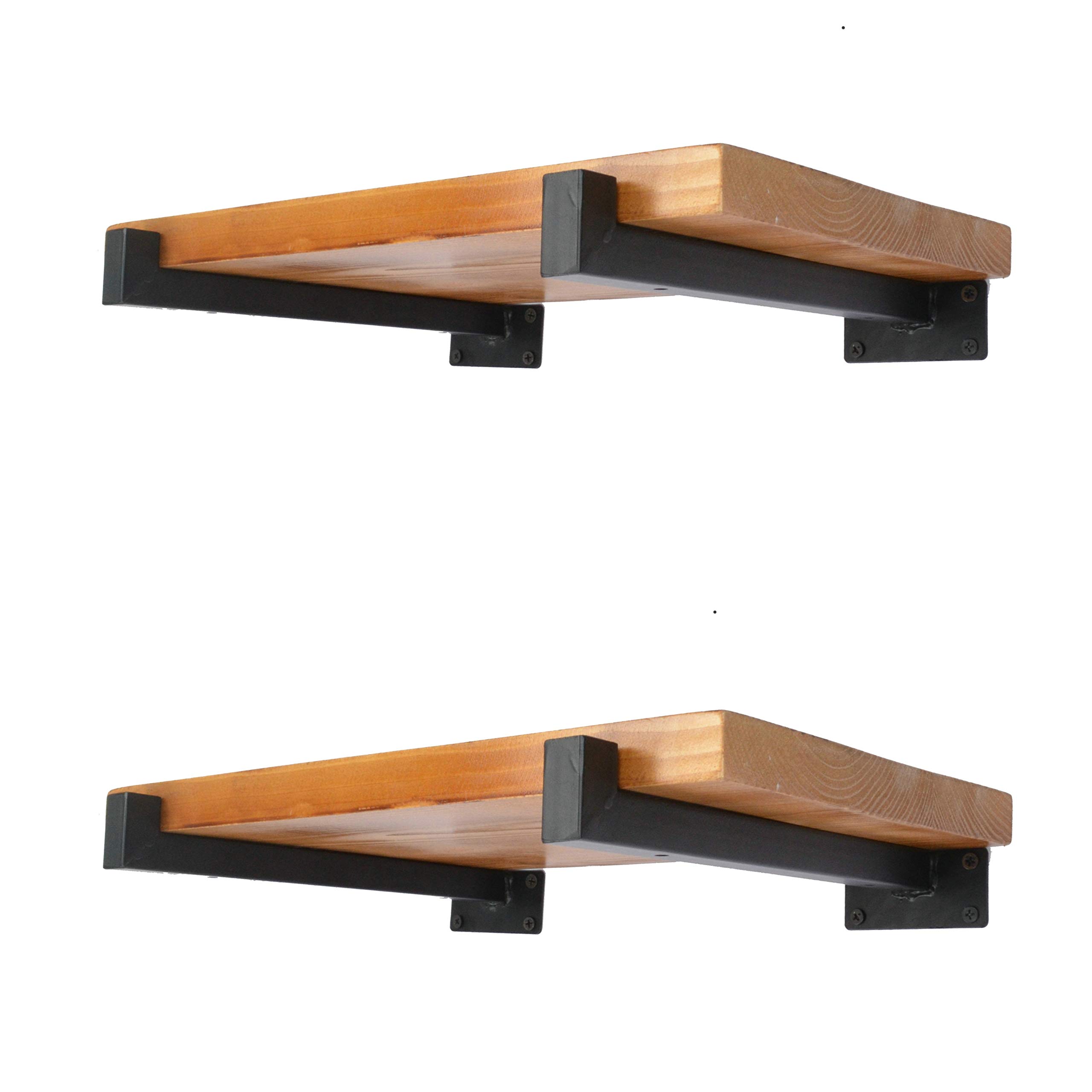 AddGrace 4 Pack Industrial Black Floating Shlef Brackets Retro Wall Mounted Square Shelf Supports — image 1
