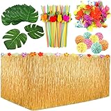 COSTWAY Parasol De Terrasse En Chaume, Parasol Tiki Hawaïen De 155 Cm