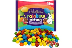 CHAIN & JO SWEETS Cadbury Mini Eggs Rainbow - 1 Bag (18oz each) - Milk Chocolate Easter Candy With a Chrisp Sugar Snell - Ideal For Candy Basket Eater or Candy Dish - Cadbury Chocolate Rainbow Candy Perfect For Easter Basket Stuffers - Kids Easter Candy & Snacks for Adults - Chocolates For Gifting & Easter Candy Basket Stuffers Perfect For Sharing With Chocolate Lover