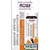 NOW Essential Oils, Seasonal Defense Roll On, Non-GMO Project Verified, Cleansing Blend, Steam Distilled, Topical Aromatherap