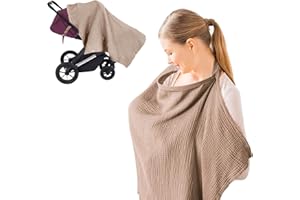 Breastfeeding Nursing Cover, 100% Cotton Nursing Scarf cover Mother Nursing Apron, (Brown)