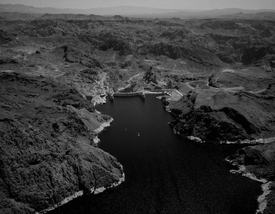 18 x 24 Black & White Canvas Wrapped Print of Aerial Views of Lake Mead National Recreation Area Formed When Hoover Dam Backed up The Colorado River Boulder City Nevada x60 1993 Highsmith