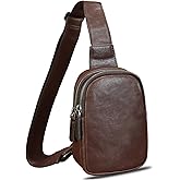 Genuine Leather Sling Bag for Women Small Crossbody Purse Handmade Daypack Retro Shoulder Backpack Vintage Chest Pack (Coffee)