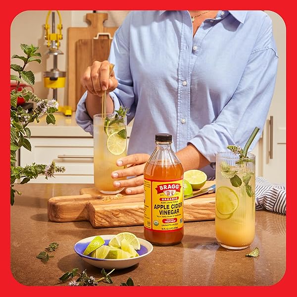 BRAGG ORGANIC APPLE CIDER VINEGAR WITH THE MOTHER – 64 FL OZ – RAW AND UNFILTERED
