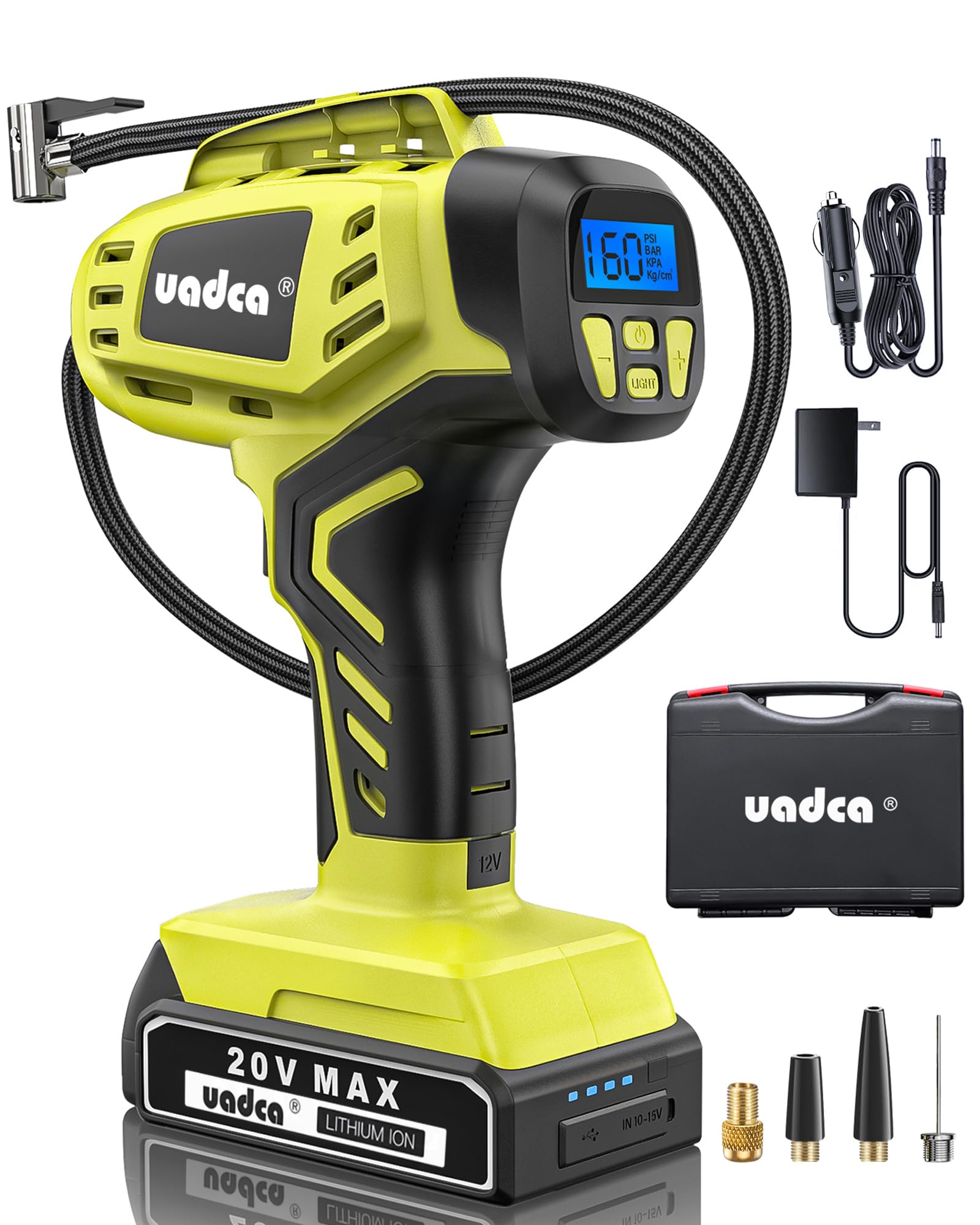 Inflador De Aire Portátil 20V Recargable Stalwart – Para Coche, Bicis, Pelotas (150 PSI)