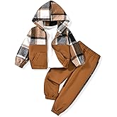 HINTINA Toddler Boy Long Sleeve Hoodie Solid Color Top Sweatpants 3 Pieces Outfits Fall Winter Clothes Set