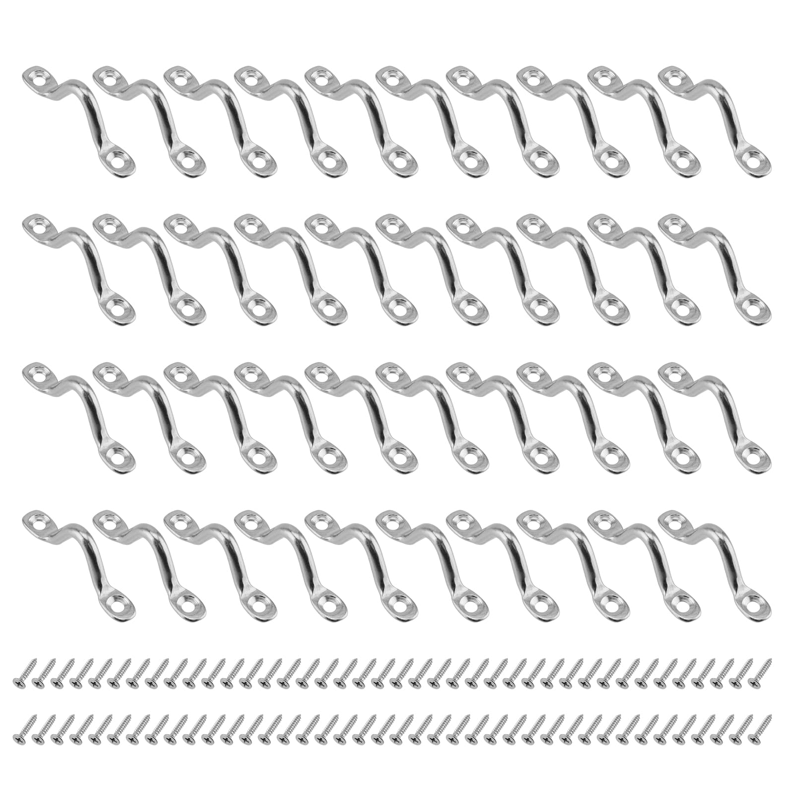 ZOENHOU Pack of 40 Pad Eye Straps Fender Eyelet Kayak Stainless Steel Deck Loops Bimini Boat Top Pad Eye with 80 Screws Fender Eyelet Eye Straps for Kayak Canoe Kayak Canoe Rigging (4.5 mm)