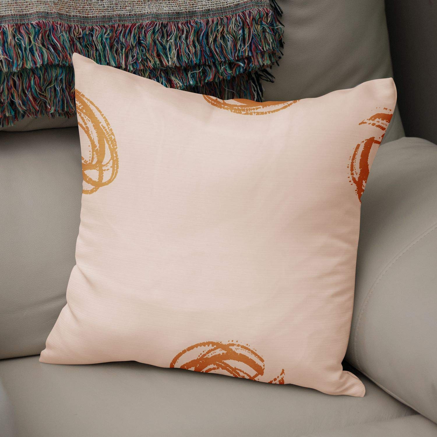 Bonamaison Decorative Cushion Cover Orange & Off White, Throw Pillow Covers, Home Decorative Pillowcases for Livingroom, Sofa, Bedroom, Size: 43X43 Cm - Designed and Manufactured in Turkey