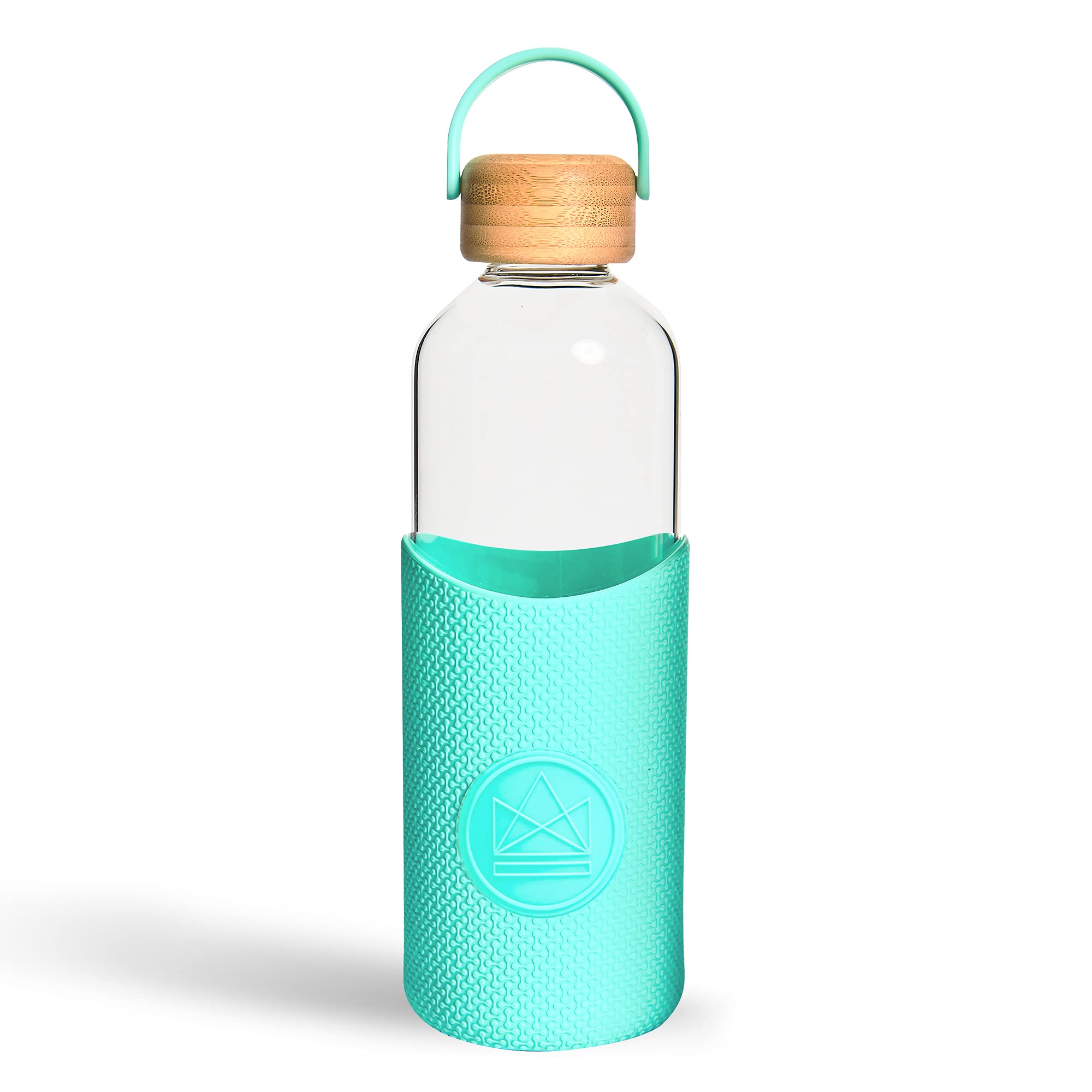 Neon Kactus Glass Water Bottle | Clear Water Bottle with Bamboo Lid and Silicone Sleeve | Reusable Glass Bottle for Hot & Cold Drinks | Leakproof, Non-Permeable, Non-Slip | Free Spirit, 1000ml