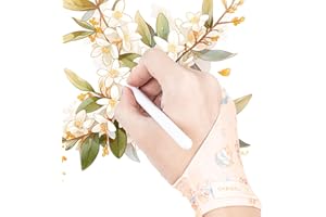 SPASEEBA Artist Drawing Glove Art Two-Finger Animal Print Glove for Drawing Tablet Comfortable for Right and Left Hand,Yellow