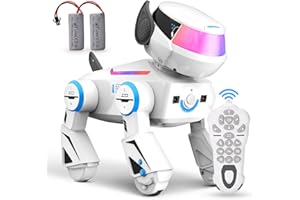 Remote Control Robot Dog Toys for Kids - Interactive Programmable RC Puppy with LED Eyes, Music & Dance, Touch & Bluetooth Sp