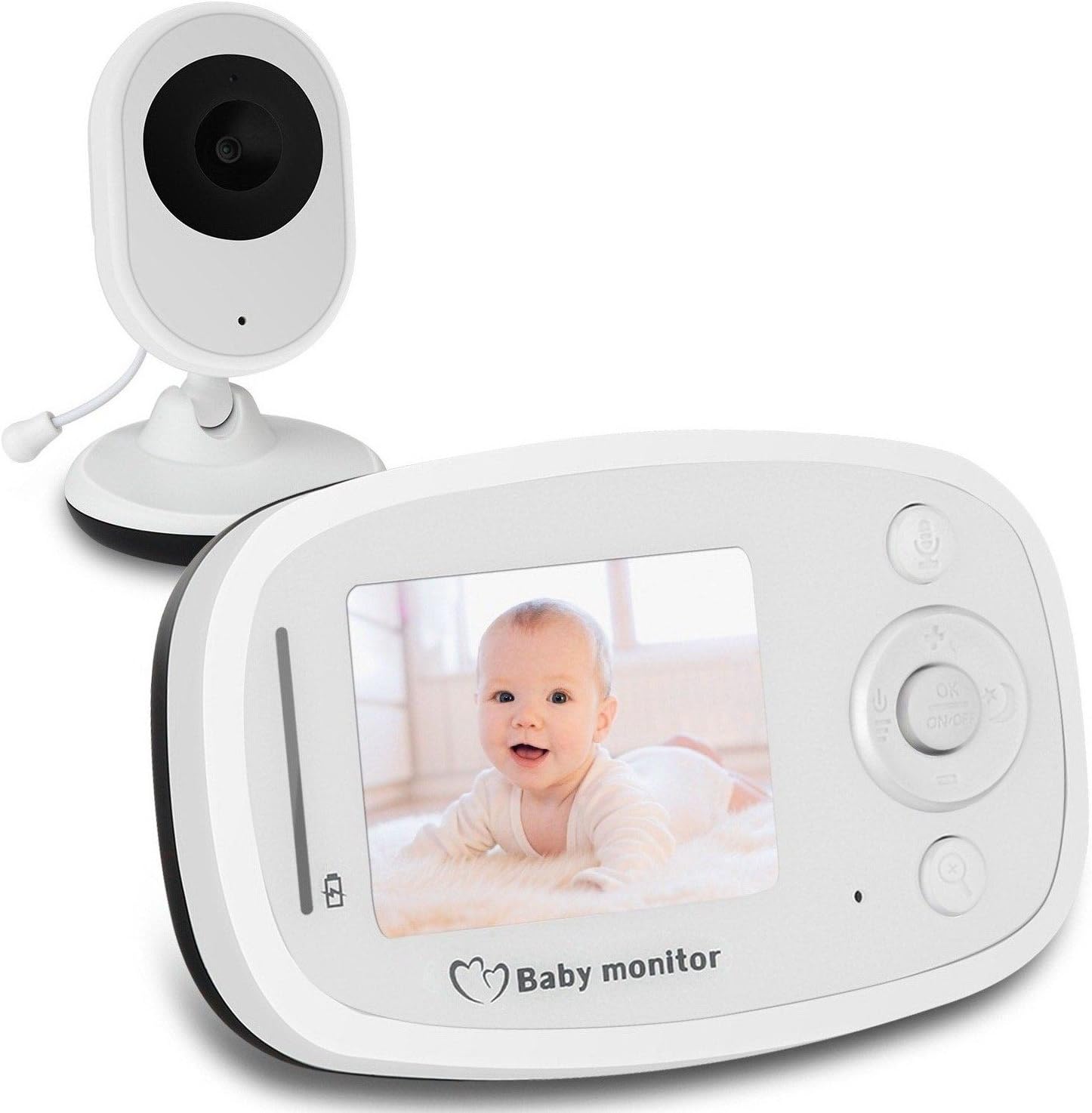 Video Baby Monitor with HD Camera Infrared Night Vision Two-way Talk Back System for Baby Security Including Corner Shelf
