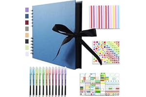 Vienrose Scrapbook Photo Album DIY Set Scrap Book Album Hardcover Pictures Book 11x8 Inches 80 Black Pages for Wedding Birthday Christmas Mother's Day