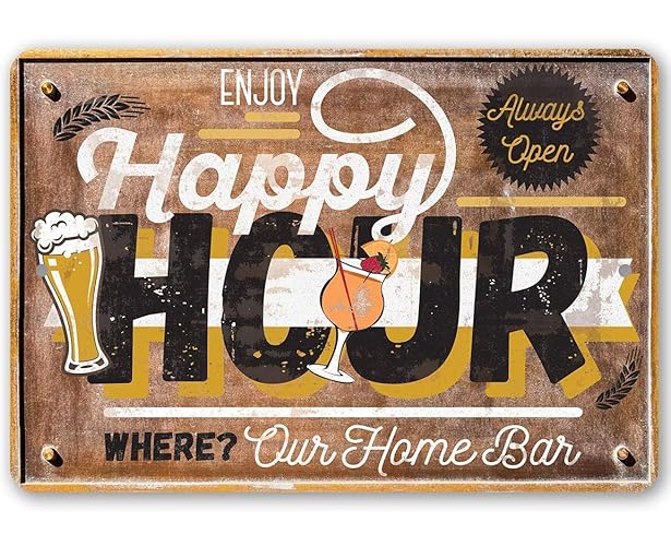 Metal Sign Happy Hour Durable Metal Sign Use Indoor