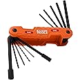 Klein Tools 70550 Hex Wrench Key Set, 11 SAE Sizes, Heavy Duty Folding Allen Wrench Tool with Extra Long Hex Keys