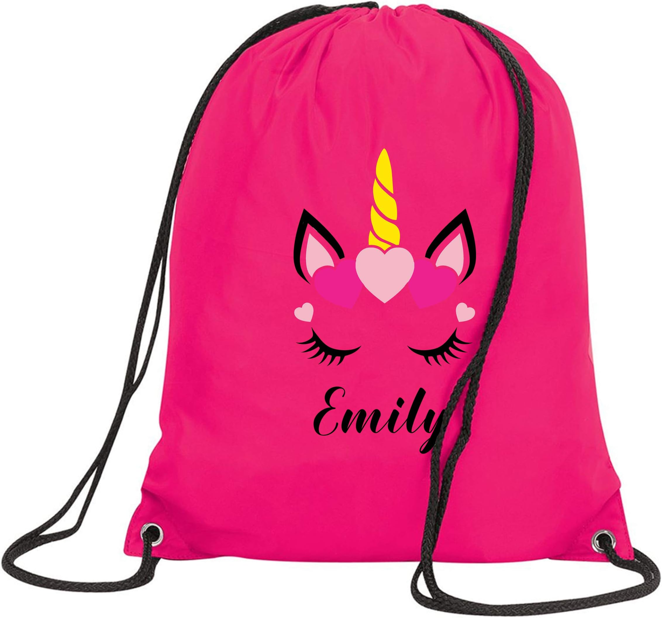 SaveThePeopleCustom Name Personalised Unicorn Drawstring School PE Bag Childrens Gym Sack Backpack Tote Dancing Bag Ballet Cute Glitter Pink Silver Party Kids Bags