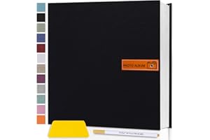SEMFALBUUMS Large Photo Album Self Adhesive Page for 4x6 5x7 8x10 Photos Scrapbook Magnetic Photo Albums DIY Memory Picture Book with Sticky Pages for Family Baby Wedding 11x10.6 Black 40 Pages