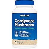 Nutricost Cordyceps Mushroom Capsules 1100mg, 90 Serv - CCOF Certified Made with Organic, Gluten Free, 550mg Per Capsule (180 Capsules)