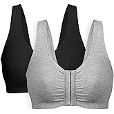 Bestform 5006014 Comfortable Unlined Wireless Cotton Stretch Sports Bra with Front Closure