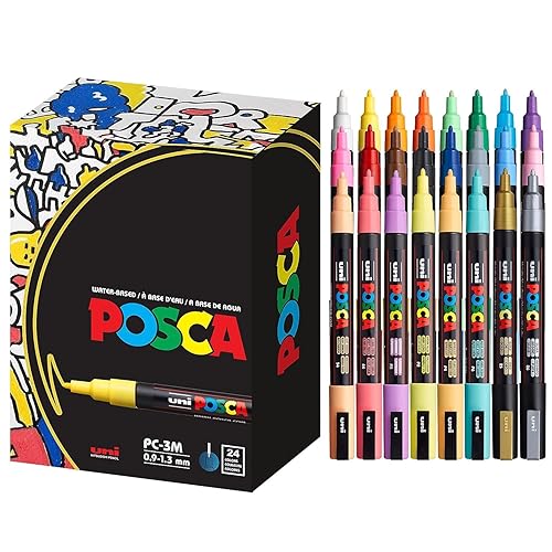 24 Posca Paint Markers, 3M Fine Coloring Markers with Reversible