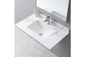 LEGENDSTONE 37" Bathroom Vanity Top with Ceramic Undermount Sink & Backsplash,Carrara Gold Sintered Stone Counter Top, Single Hole Vanity Sink Top