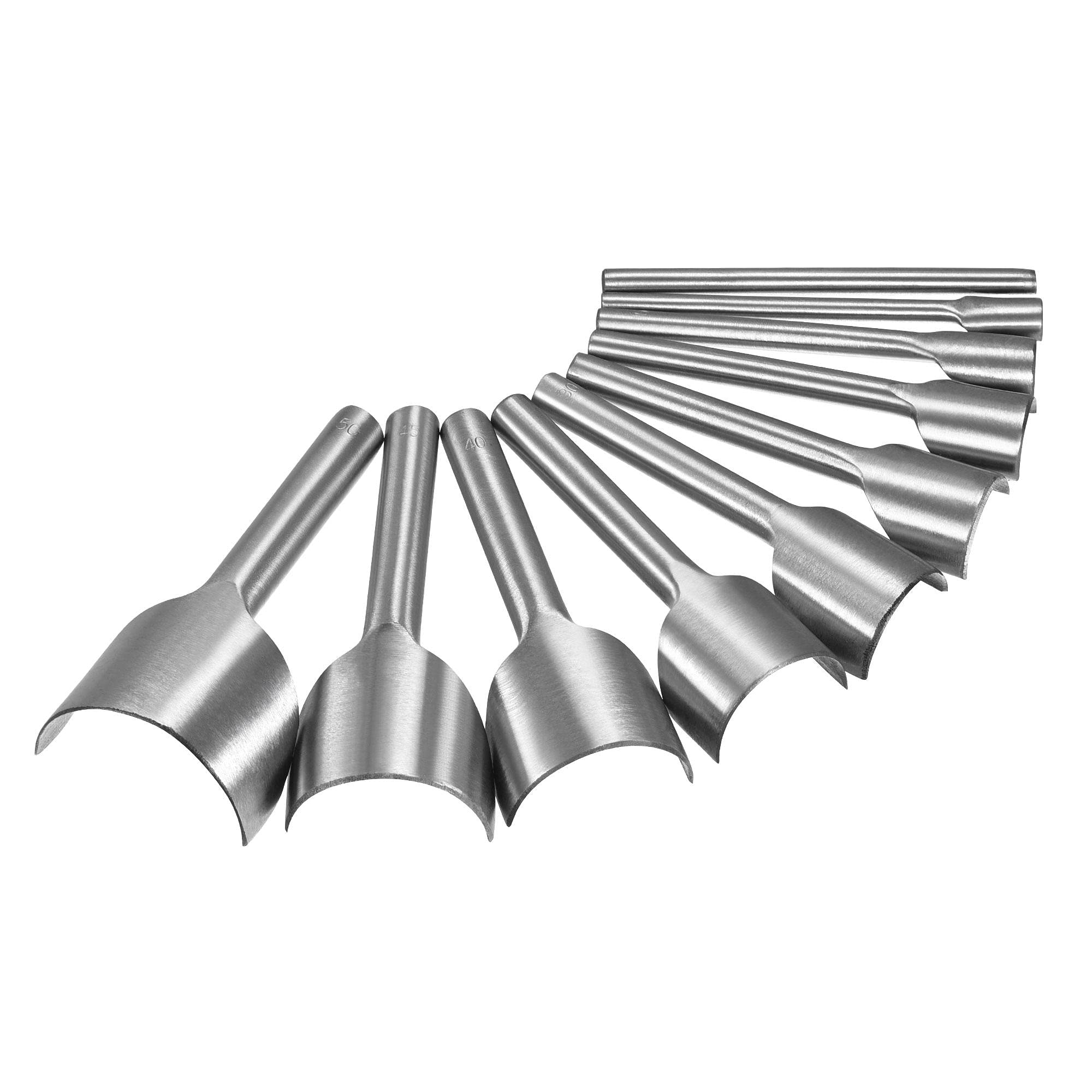 sourcing map Half-Round Leather Cutter Punch Set 5mm-50mm Strap End Punch Tool for DIY Craft, Set of 10