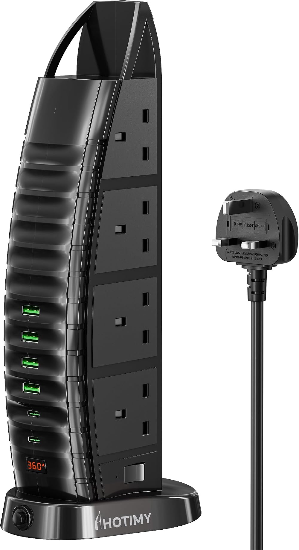 hotimy Tower Extension Lead 8 AC Sockets 6 USB 14-in-1 2M Overload Safe