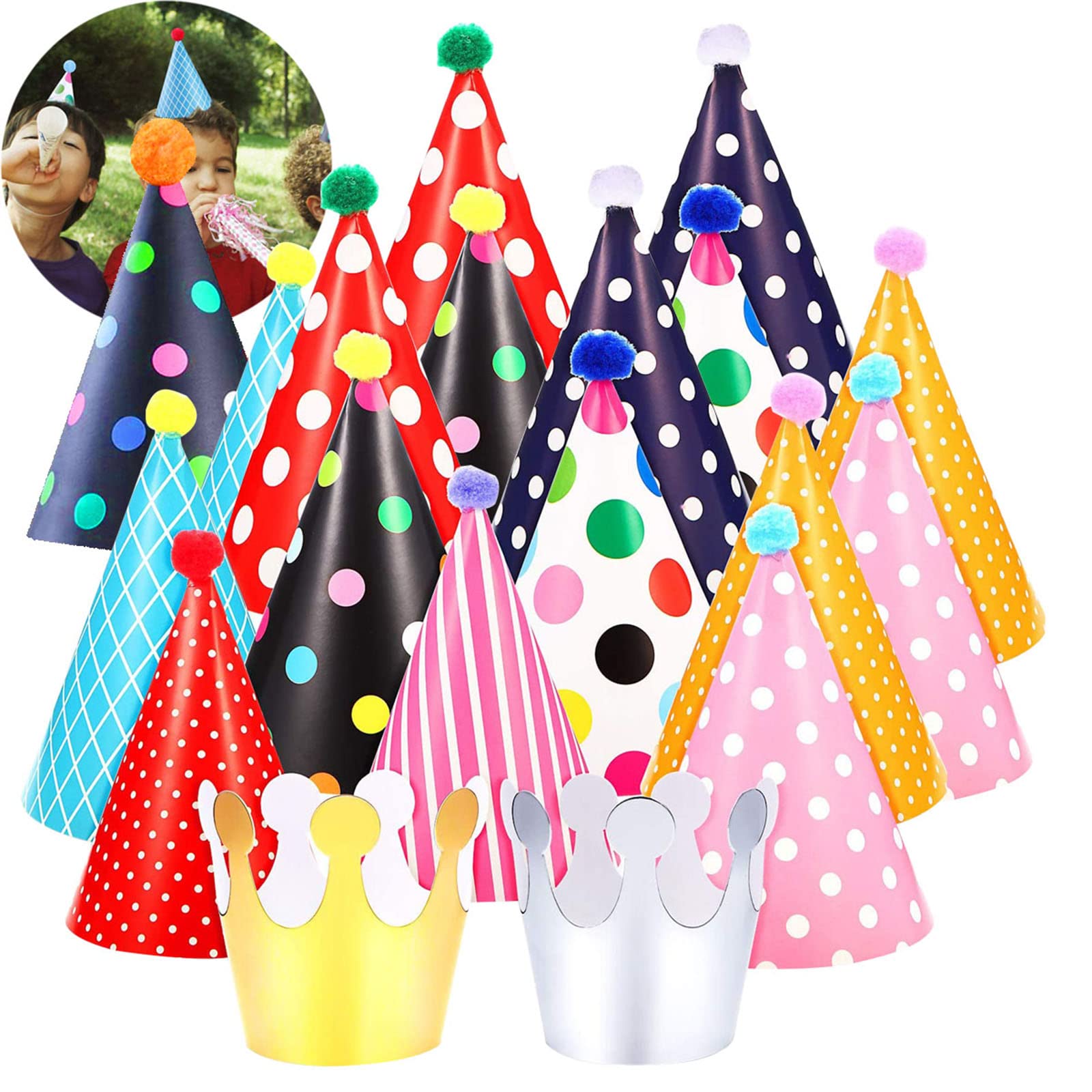 Osuter Birthday Cone Party Hats, 44 PCS Birthday Hat,Birthday Hats for Kids,Paper Party Hats for Children,Cone Birthday Hats,Party Hats for Adults,Birthday Party Cone Hats