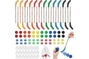 SAYAYA 96 Pcs Hockey Party Favors Set Multicolor Hockey Sticks Pencils Include 24 Pencils with Erasers 24 Balls 24 Sharpeners 24 Bags for Sports Theme Birthday Decor, Students Prizes, Goodie Bags