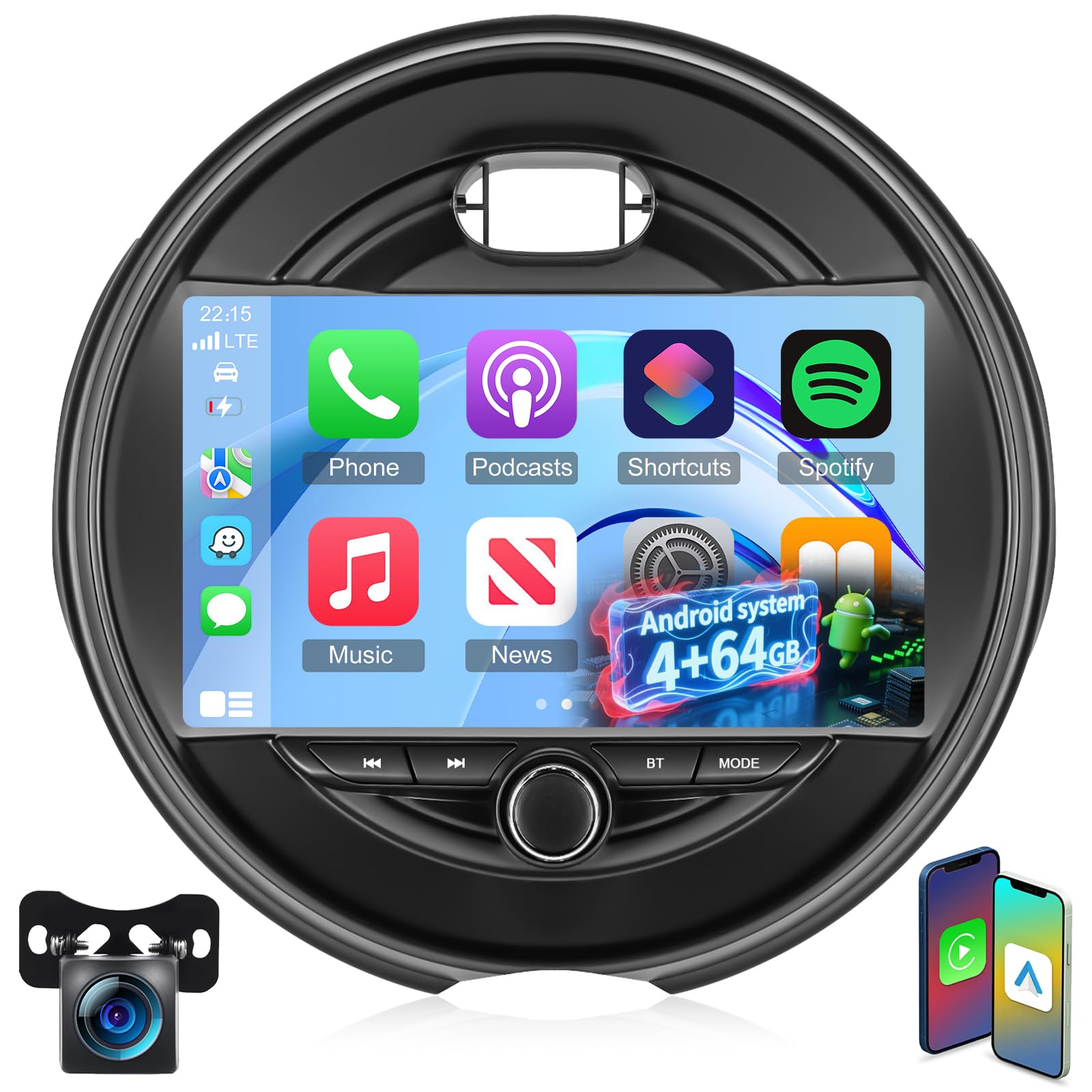 Photo 1 of Upgraded 4G+64G Car Stereo for BMW Mini Cooper F55 F56 F57 2014-2019 (5 Door with OEM Nav Screen) with Wireless Carplay/Android Auto - 9 Inch Android Touchscreen Radio with WiFi, GPS, 32EQ DSP, SWC