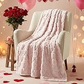 Horaldaily Valentine Blanket Throw, Pink Love Heart Soft Fuzzy Plush Faux Fur Cozy Blankets for Couch Sofa Bed Lounging, Ideal Gifts for Kids Adults Wife Self, 50x60