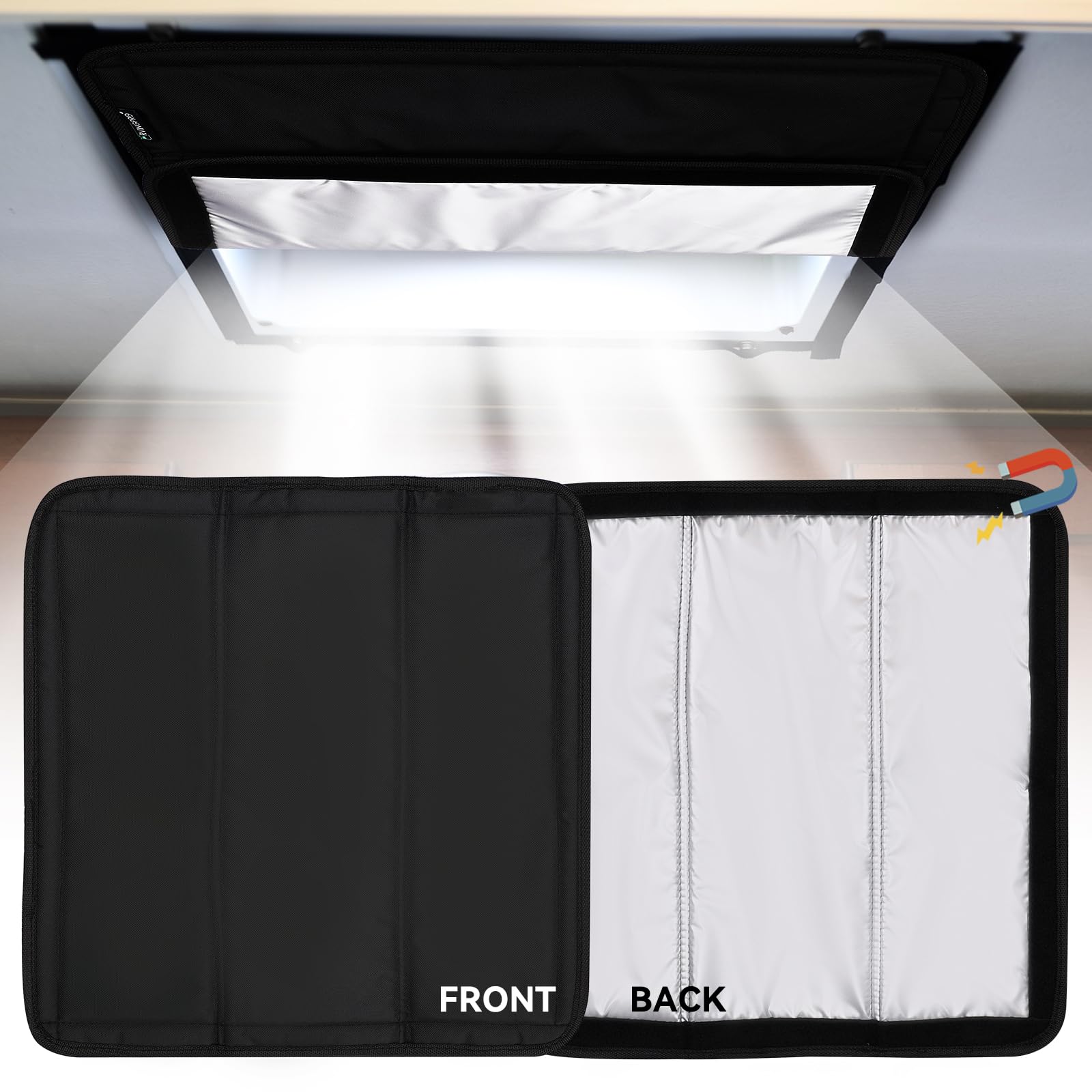 Photo 1 of RVGUARD RV Vent Shade Cover - Magnetic RV Blackout Skylight Shade Cover, UV Protection with Storage Bag (16” x 16”, Black)