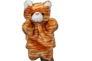 ZUXUCUVU Tabby Cat Hand Puppets Kitten Plush Animal Toys Dolls for Kids Imaginative Pretend Play Storytelling