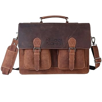 Hammonds Flycatcher Original Oil Pull up Vintage Hunter Leather 15.6 inch Laptop Messenger Bag (L=15.75.1,B=4.75, H=11 inch) LB173A