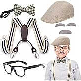 Falinpitos Old Man Costume for 100 Days of School Grandpa Cosplay - 1920s Accessories Halloween Outfit Beret Hat