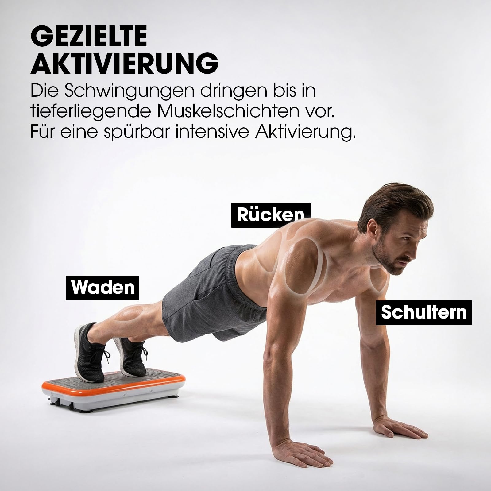 Mediashop Vibro Shaper - leistungsstarke Vibrationsplatte für Zuhause mit Griff - Vibrationsboard für Ganzkörper-Workout & Muskeltraining - Vibrationsgerät inkl. Fitnessbändern - Fitnessplattform 8