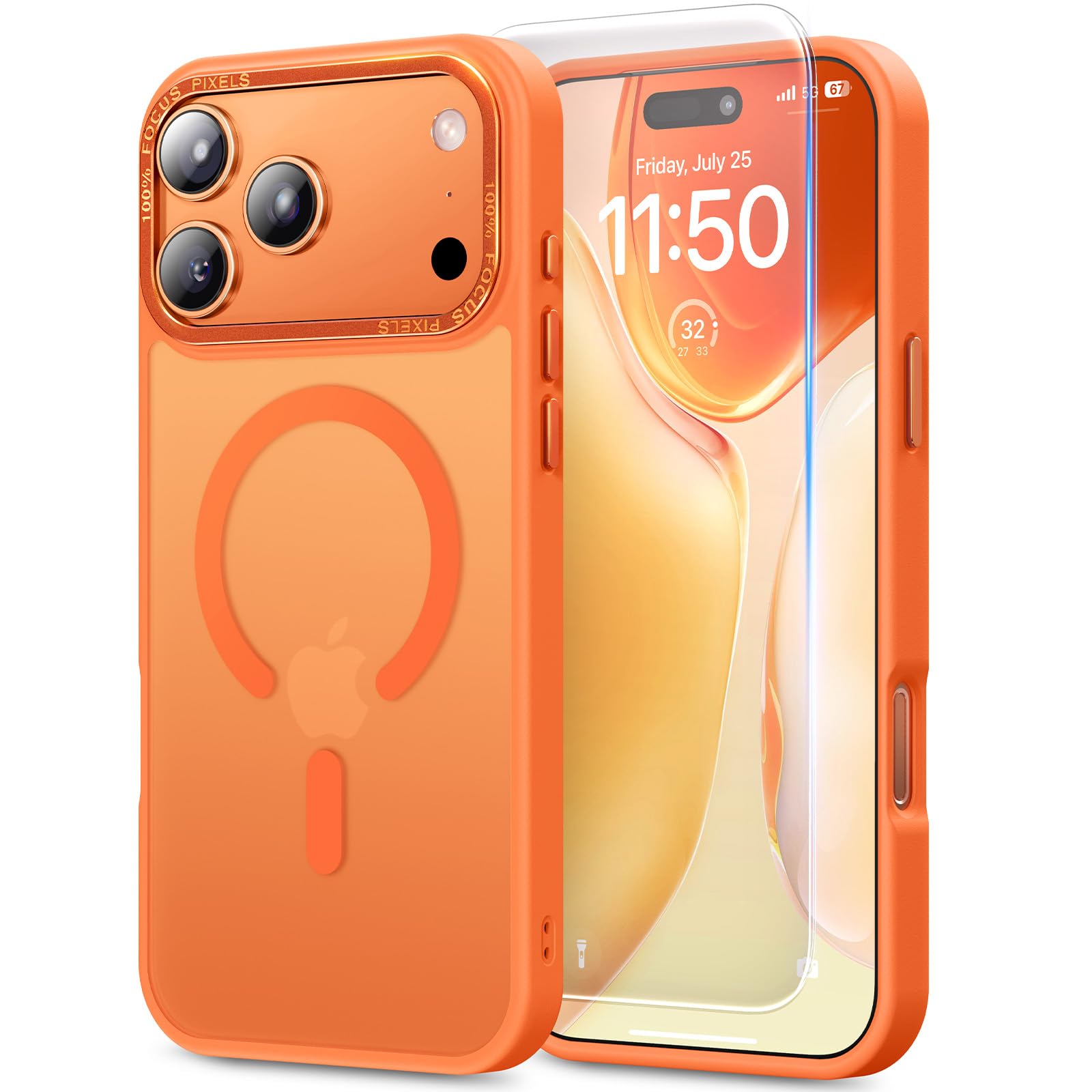 Photo 1 of Stronger Magnetic & Shockproof for iPhone 17 Pro Max Case,Fit for MagSafe, with Screen Protector & Wrist Strap, Military-Grade Drop, Translucent Slim for iPhone 17 ProMax Case, Official Cosmic Orange