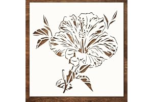 DLY LIFESTYLE Hibiscus Stencil - Flower Stencils for Painting on Wood, Canvas, Paper, Fabric, Wall, Furniture - Stencils for Crafts Reusable for Art, Cards, Journaling & Pattern Template -Floral Stencil (7x7inch)