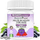 NutritiPure Kids Chewable Iron Supplement, Ferronyl® Carbonyl Iron 9 mg, Vitamin C 30 mg, Grape Flavor, 90 Tablets (1 Bottle)