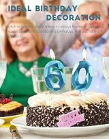 Yiran 14th Birthday Candles Blue 1 4 Numeral Cake Topper 2pc view 6