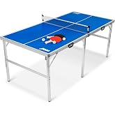 EastPoint Penn Foldable Ping Pong Table, Net, 2 Paddles &amp; 3 Balls, 6' x 3' | 10-Minute Setup, Suitcase-Size Storage, Weather Resistant, Carry Handle, Outdoor Games, Camping Games, Portable Table Tennis