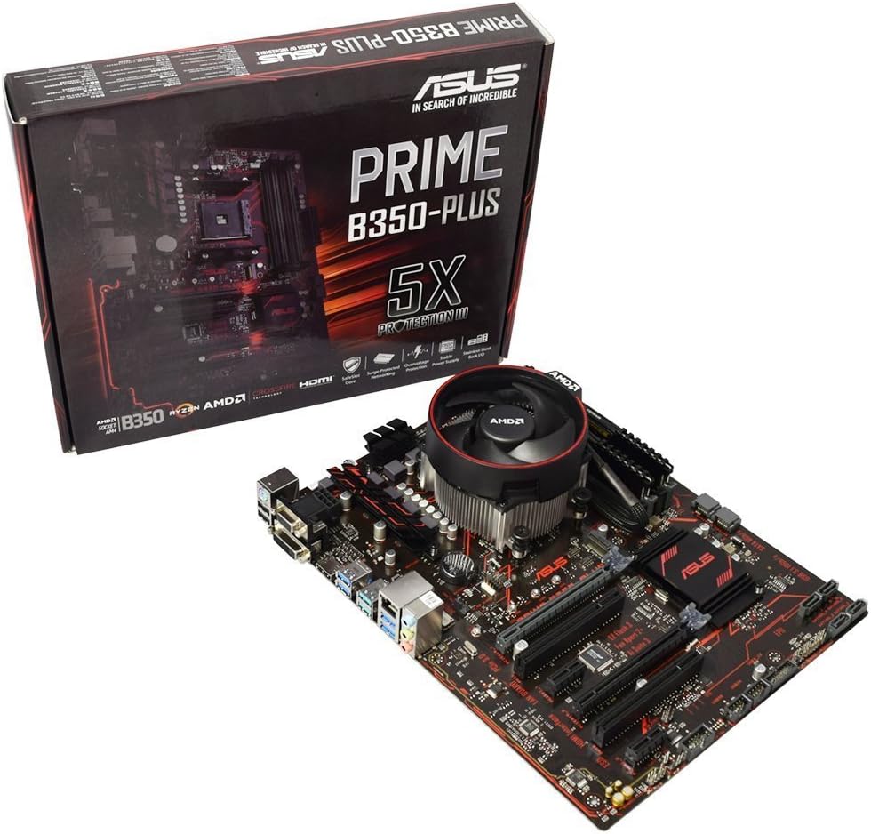 ADMI COMPONENT BUNDLE: AMD Ryzen 5 1600 Six Core 3.6GHz CPU, Asus PRIME B350-PLUS Motherboard Bundle - No RAM - (USB 3.1 HDMI 1080p 4K Enhanced Gaming Audio