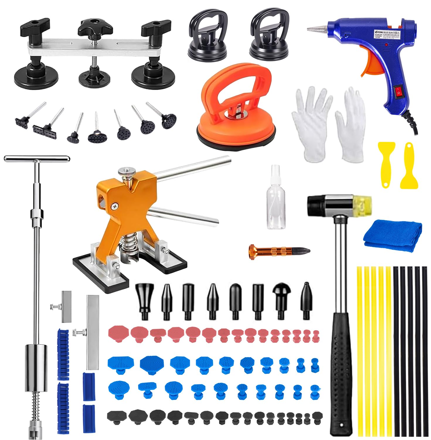 Photo 1 of 97pcs Dent Puller Kit, Car Dent Puller for Dent Repair, Car Dent Puller Kit with Golden Lifter, Slide Hammer T-Bar, Bridge Puller, Paintless Dent Removal Kit for Car Refrigerator Door Ding Repair