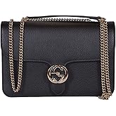Gucci Women's Black Leather 510304 Interlocking GG Crossbody Purse Handbag New