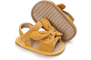 SOFMUO Baby Girls Sandals Premium Soft Sole Infant Indoor Flat Newborn Slippers Lightweight Comfort Toddler Summer Princess Dress Shoes