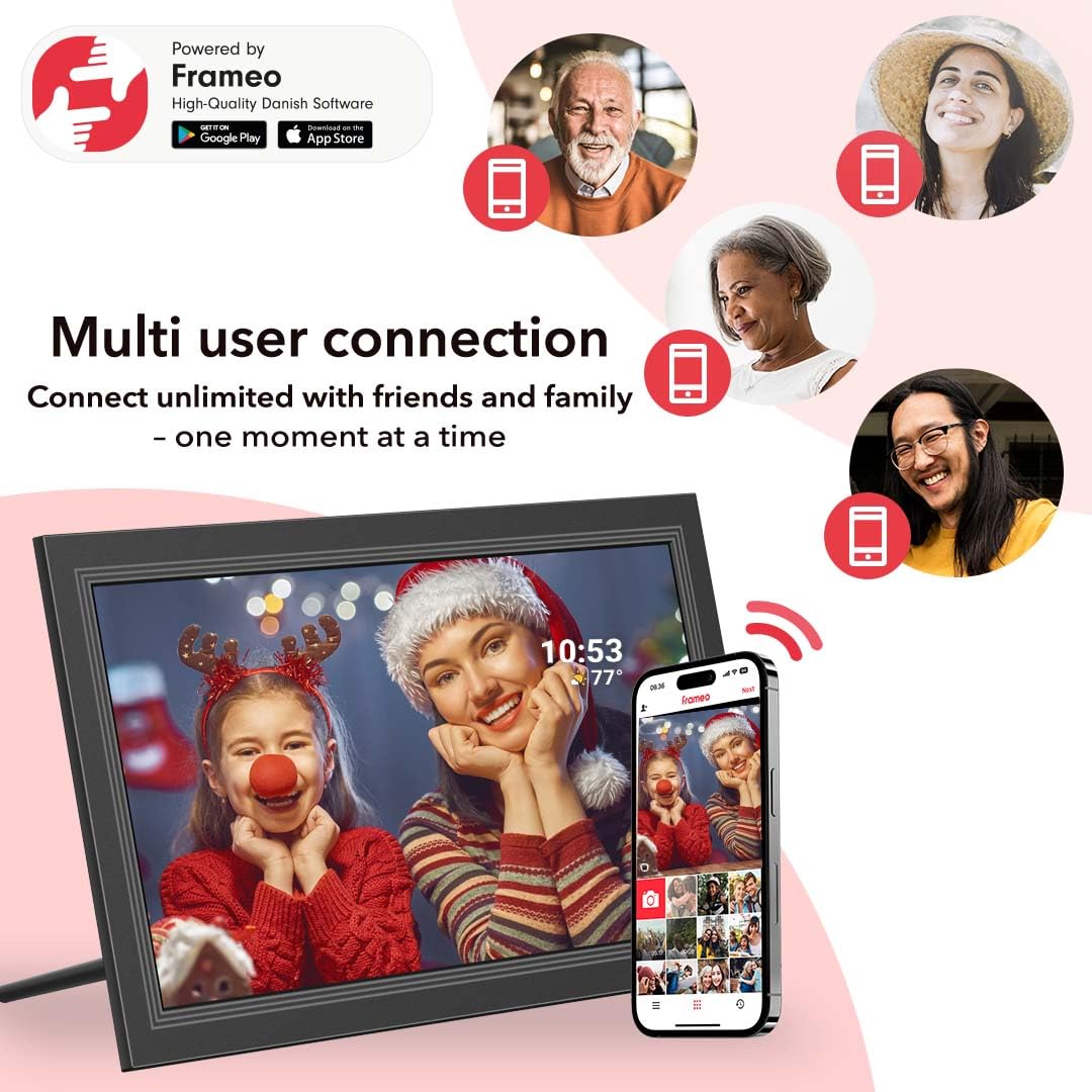 FRAMEO Digital Picture Frame- 15.6inch Digital Photo Frame with 1920 * 1080 IPS Touch Screen HD Disply,Built-in 32GB Storage,Wall-Mounted,Digital Frame Share Photos and Videos via Frameo App