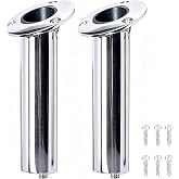 (Set of 2) Amarine-Made Heavy Duty Stainless Steel 316 Deluxe Rod Holders with Drain, Flush Mount Fishing Rod Pole Holders, 30 Degree