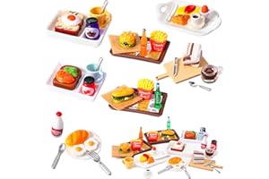 CIVANER 38 Pcs Miniature Food Toy Miniature Doll House Accessories Miniature Play Sets Small Doll Food Dollhouse Food, Hamburger Fries Soda Milk Juice Fast Food Set for Pretend Play Kitchen